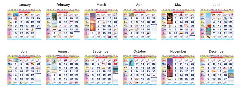 Wall calendar content sample