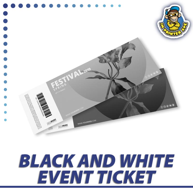 event ticket black and white