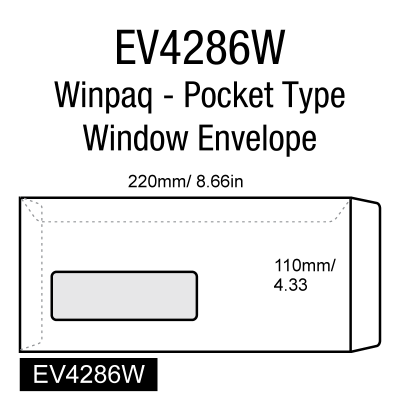 220mm x 110mm (8.66in x 4.33in) - EV4286W - WINDOW