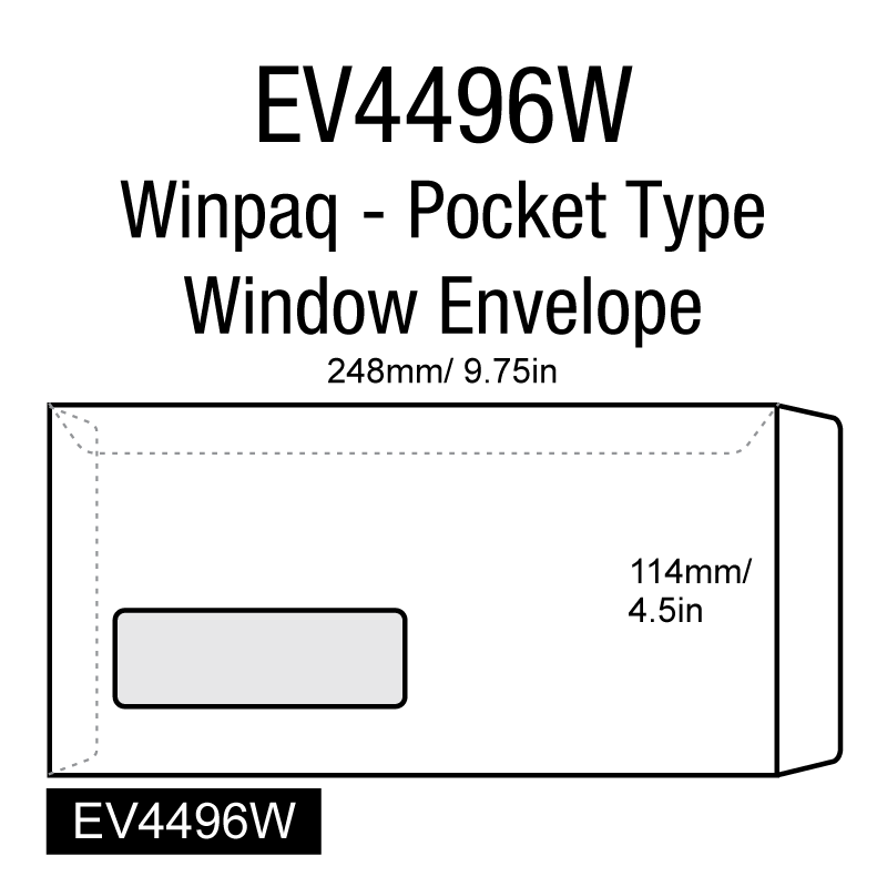 248mm x 114mm (9.75in x 4.5in) - EV4496W - WINDOW